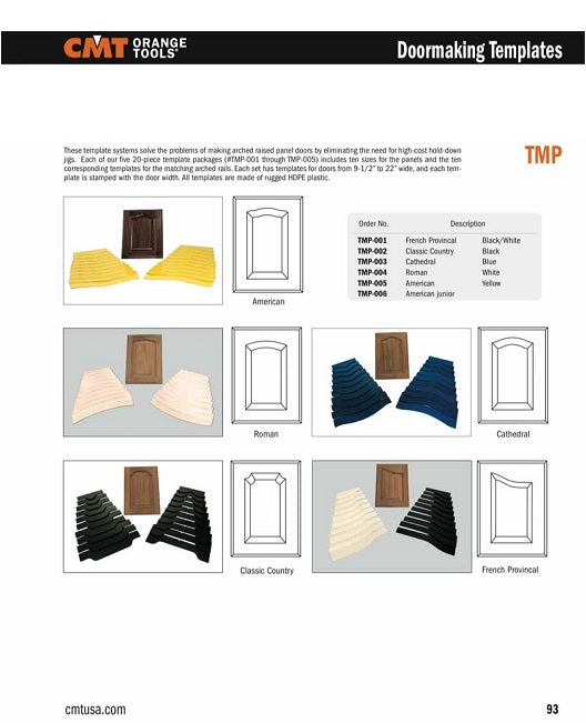 CMT TMP-004 Roman Style Cabinet Door Templates
