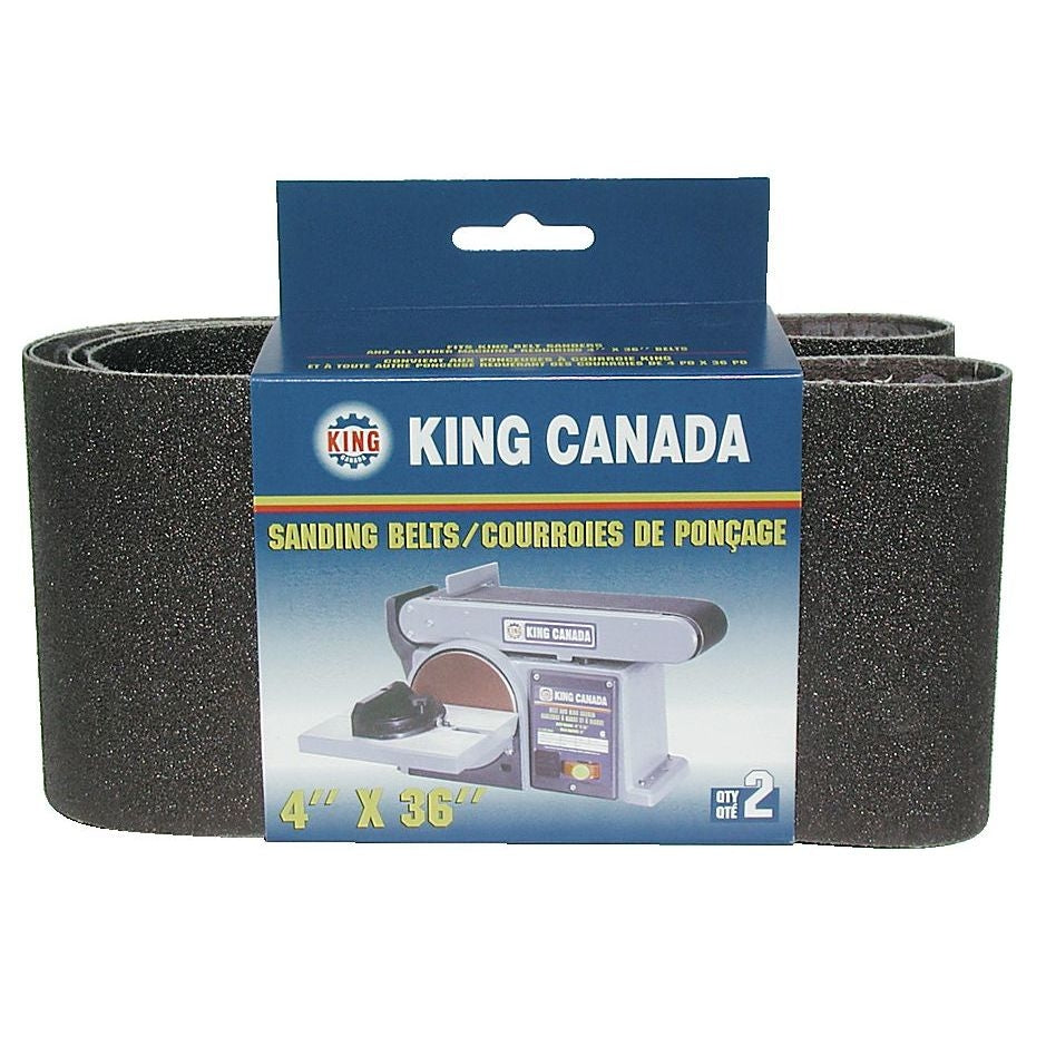 King 4" x 36" Abrasive Sanding Belt - 2Pk