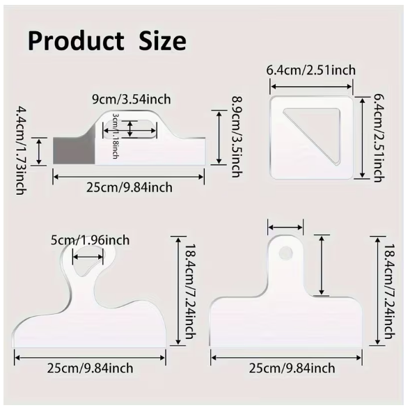 Blue Crown Tools Acrylic 4pc Handle Template Set