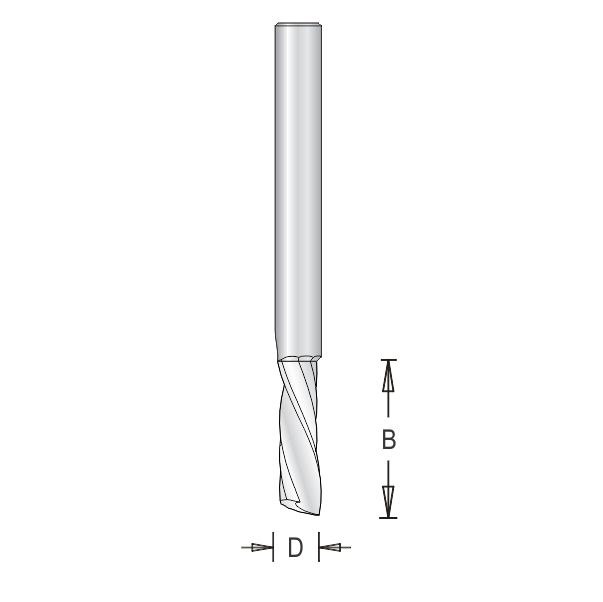 Dimar SCNF463DC Downcut Solid Carbide Spiral 'O' Flute For Aluminum - 1/4"