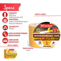 XFasten 1" x 108ft Double-Sided Woodworking Tape - 1 Roll