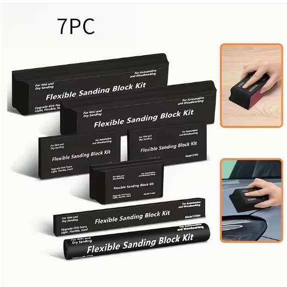 Blue Crown Tools SB-7PCEVA Eva Foam Flexible Sanding Block Set