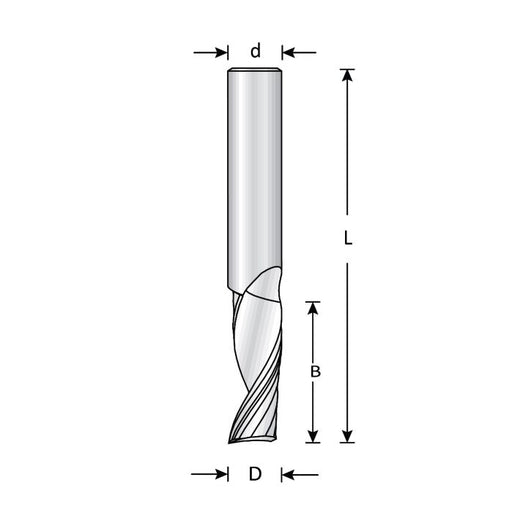 Dimar SCNF45 Upcut Solid Carbide Spiral 'O' Flute For Aluminum - 3/16"