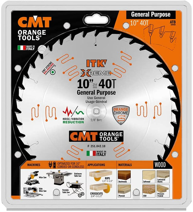 CMT 251.042.10  10" x 40T Industrial Thin Kerf General Purpose Blade