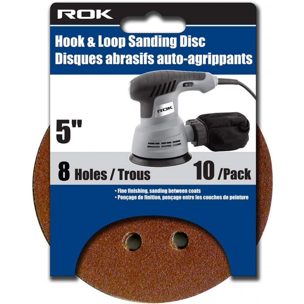 ROK 5" x 8-Hole Sanding Discs 10pk (Select a Grit)