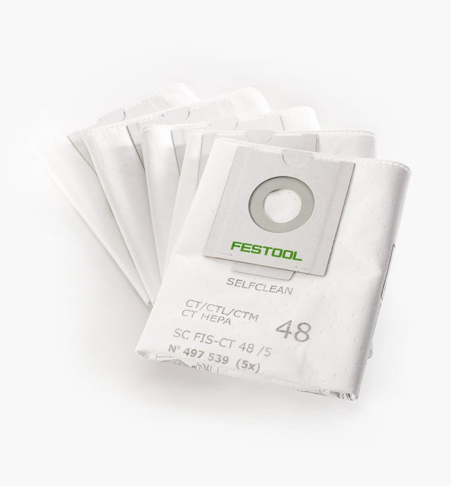 Festool 497539 CT48 Self-Clean Filter Bag 5pk