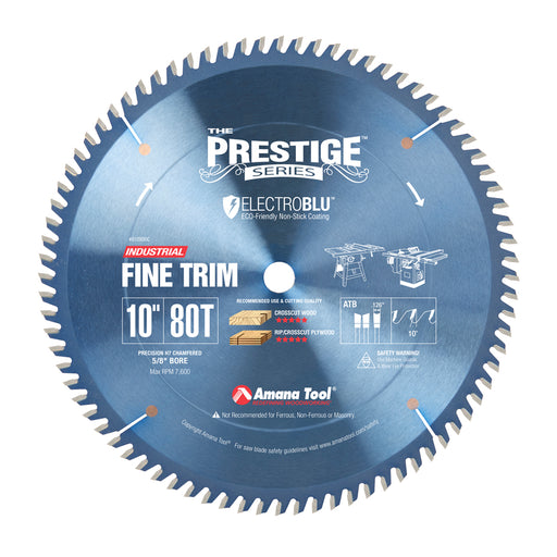 Amana 610800C  Prestige Electro-Blu™ Fine Trim Blade - 10" x 80T ATB