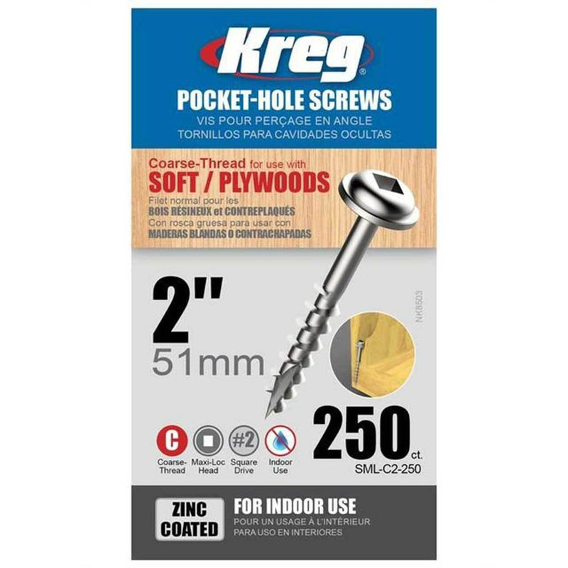 Viti Kreg SML-C250-250 Per Fori Tascabili, 2 1/2 Pollici, #8 Filetto Grosso, Testa Piatta, Confezione Da 250 - Foto 5