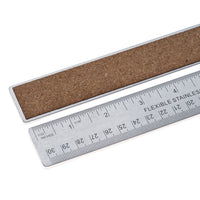 ROK 28312 12" Stainless Steel Ruler Metric/SAE with Cork Back