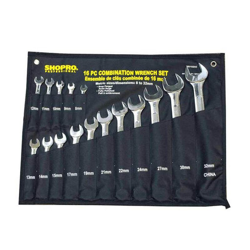 Shopro W010255 16pc Combination Wrench Set - Metric