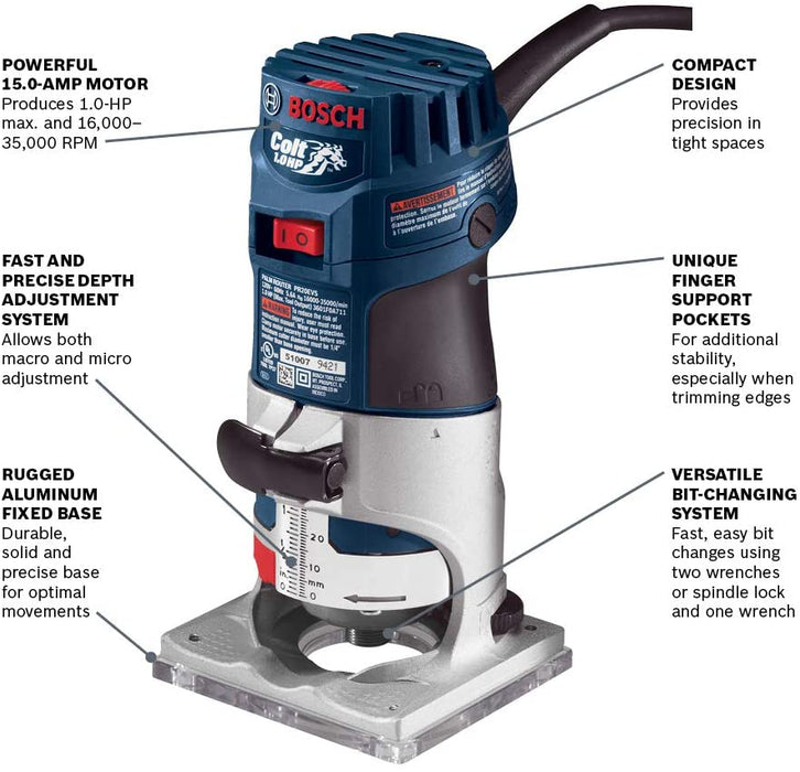 Bosch PR20EVS "Colt" 1HP Variable Speed Palm Router