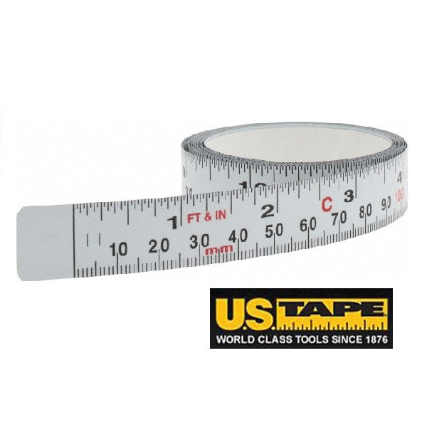 ADHESIVE-BACK STEEL BENCH TAPE - 1/2" x 12' L TO R / IMPERIAL & METRIC SCALE-Marson Equipment